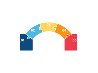 5 steps puzzle bridge model. Clipart image