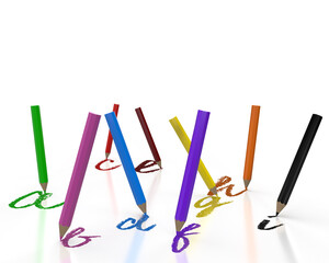 Text back to school with colorful crayons on clean white board background as an idea for a school banner for your social media.