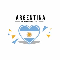 vector argentina flag with light blue official color with the sun symbol in the middle of the heart ornament