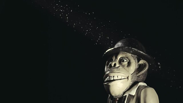 footage of monkey dust dark background 