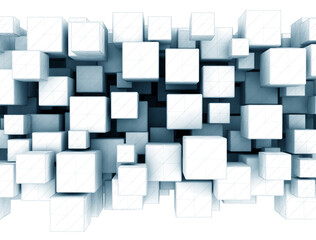 Abstract white 3d geometric cubes background
