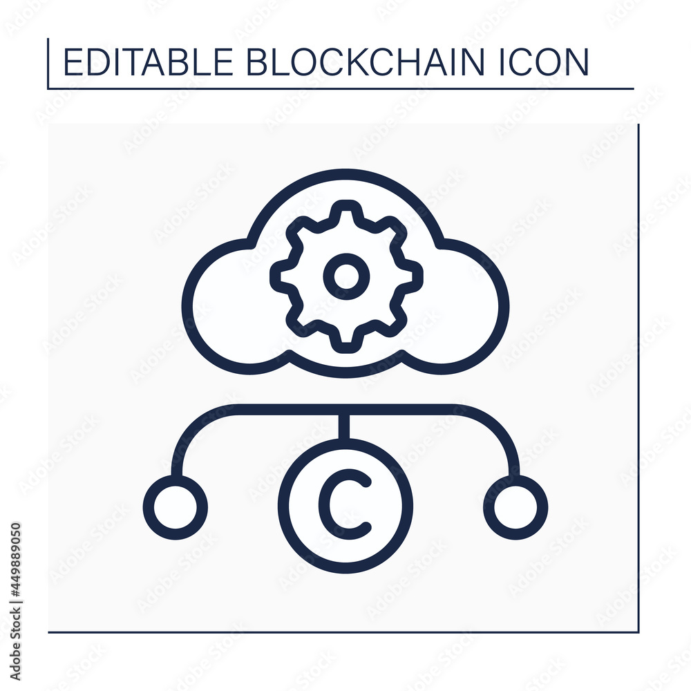 Aufkleber cloud mining line icon. cloud computing power mine. cryptocurrency service. digital money, finance s