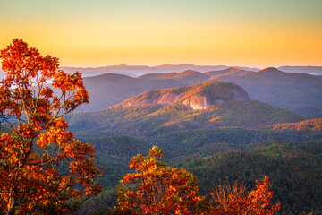 Forêt nationale de Pisgah, Caroline du Nord, États-Unis à Looking Glass Rock