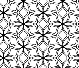 Seamless floral black and white pattern. Kaleidoscope seamless pattern