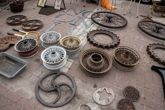At the open air flea market. Bakkeveen. Friesland Netherlands. Rommelmarkt. Secondhand goods. Recycling