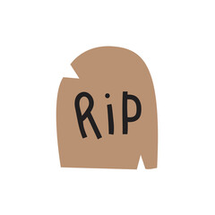 Headstone tomb hand drawn vector illustration, sticker, icon, design element. Halloween, Day of dead. Isolated on white background.