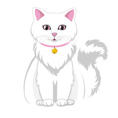 Obraz premium White cat on a white background. Vector illustration.