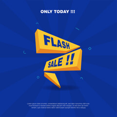 clear minimalist flash sale banner template with 3d style flash shape