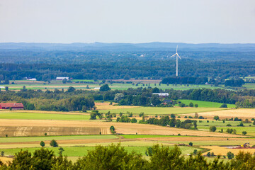 Fototapeta na wymiar Aerial view at the countryside with wind power