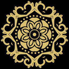 Elegant vintage vector golden ornament in classic style. Abstract traditional round golden pattern with oriental elements. Classic vintage pattern