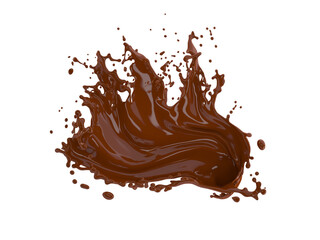 3d illustration of chocolate splash on white background with clipping path