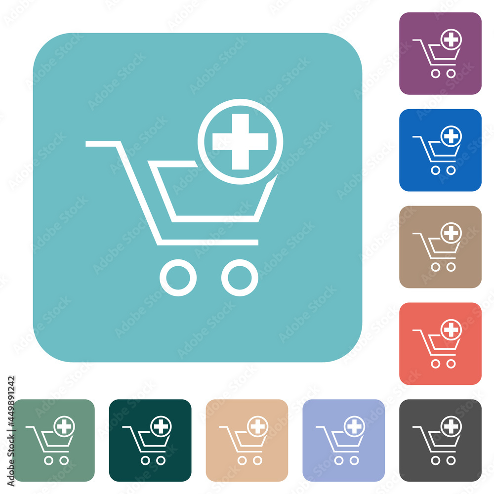 Poster add new cart item outline rounded square flat icons