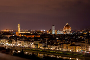 Fototapeta na wymiar View of the city of Florence from the Piazzale Michelangelo on a summer night