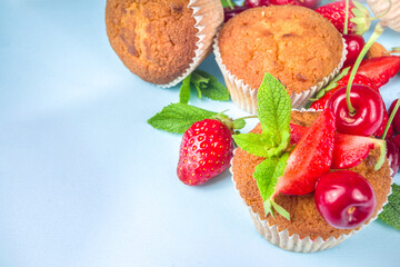 Summer baking, berry muffins