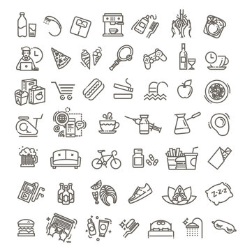 Habit icons set. Vector symbols