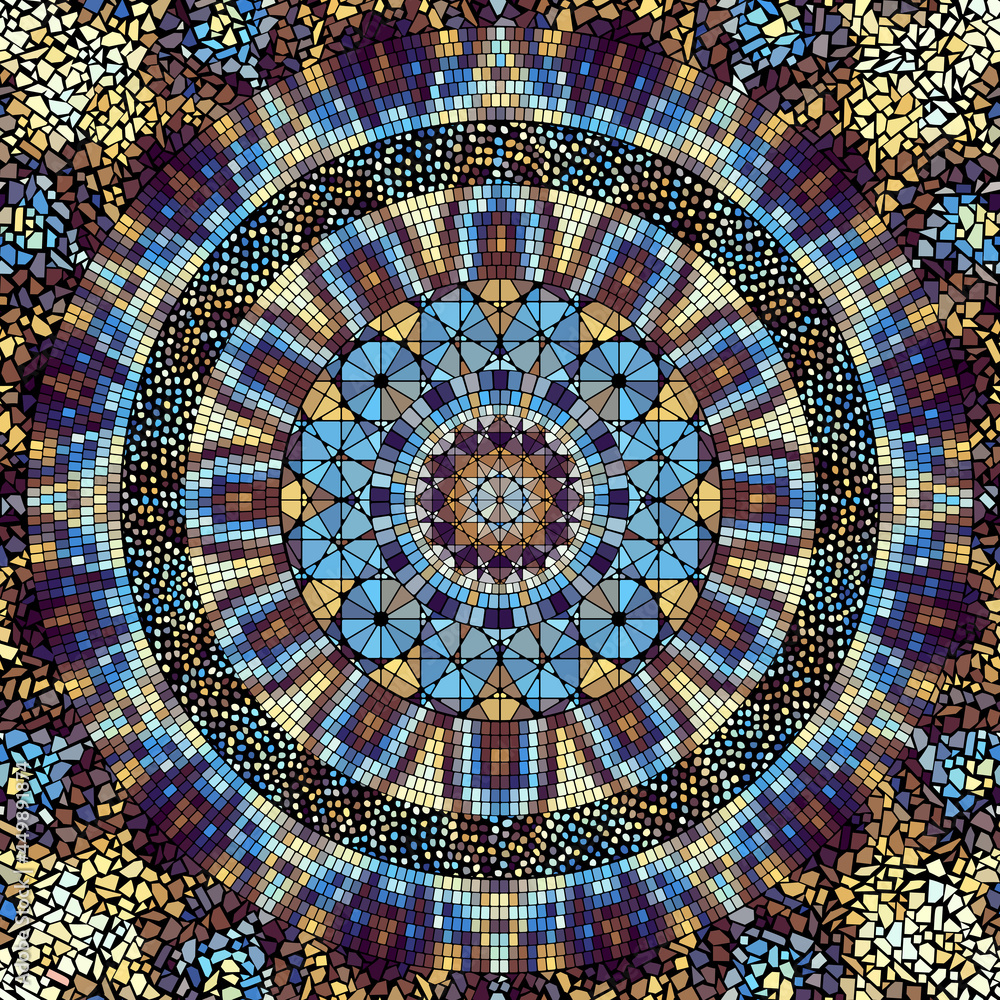 Poster Vector seamless mosaic art pattern. Art background.