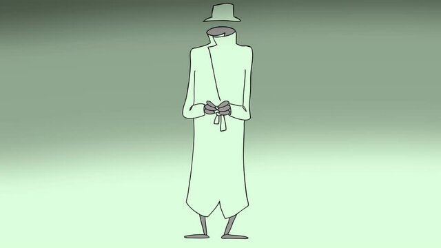 exhibitionist opens his coat,green screen appear
Exhibitionist  shows to the people something he got.4K.2D cartoon animation.Green screen.