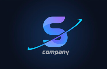 S blue swoosh alphabet letter logo icon template. Creative design for business and company