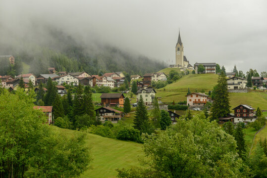The village of Schmitten on the Swiss alps