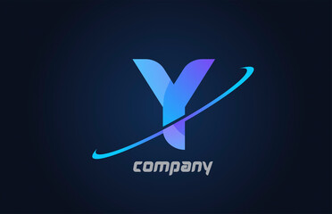 Y blue swoosh alphabet letter logo icon template. Creative design for business and company