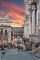 Catania (Sicilia, Italy) - The artistic historical center in the metropolitan city of Catania, Sicily region, during the summer.
