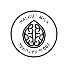 Icon Walnut Line Simple Style. Natural Product Containing Milk. Vector sign in a simple style isolated on a white background.