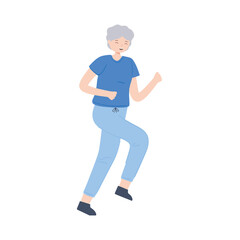 old woman running
