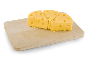 Emmental cheese, Swiss cheese, isolated on white background
