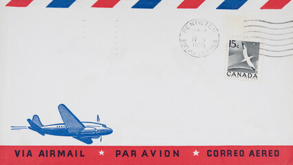 vintage retro alt old envelope umschlag benutzt used flugzeug plane luftpost airmail möwe vogel...