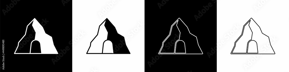 Wall mural set gold mine icon isolated on black and white background. vector