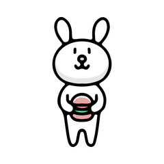 cute bunny with burger, illustration for stickers and t shirt.