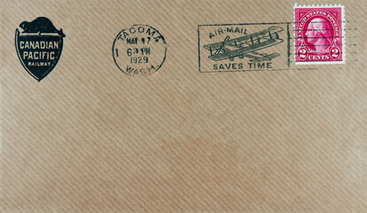 vintage retro alt old envelope umschlag briefmarke stamp frankiet cancel gestempelt used brau...