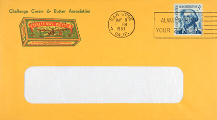 vintage retro alt old envelope umschlag slogan werbung advertisement advertising gelb yellow...