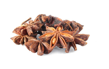 Cinnamon sticks and anise star isolated on white background
