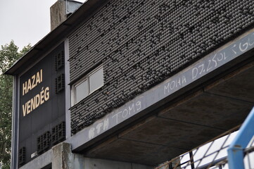 Old score board of a football stadium in Budapest
