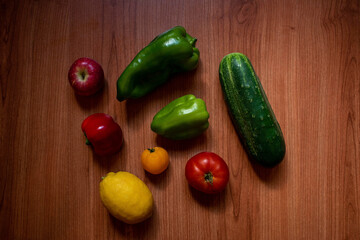 vegetables on a wooden board