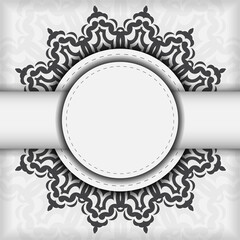 Vector postcards in white with black ornaments. Invitation card design with mandala patterns.