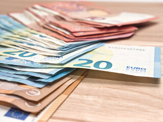 Closeup shot of euro money