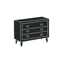 Home Cabinet Icon Silhouette Illustration. House Furniture Vector Graphic Pictogram Symbol Clip Art. Doodle Sketch Black Sign.