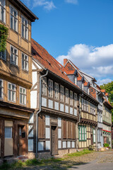 Quedlinburg, Germany; July 31, 2021 - is a town situated in the west of Saxony-Anhalt, Germany.  In 1994, the castle, church and old town were added to the UNESCO World Heritage List.