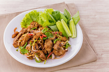 Sliced grilled pork  salad