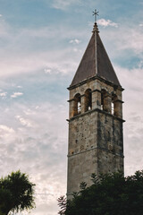 church tower in split Croatia cloudy sky