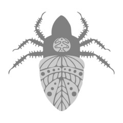 Isolated vector design black and white illustration set of decorative abstract bugs