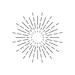 Obraz premium Sunburst icon. Circle with lines of burst sun. Sparks and rays of stars. Retro element of sunshine. Icon of sunset or sunrise. Radial vintage wreath for creative frame and abstract badge. Vector