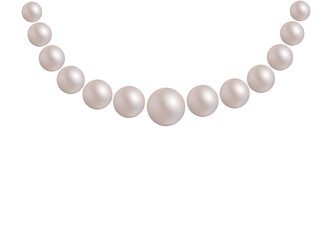 Pearl necklace with string. Jewelry chain for collar. Hanging realistic accessory for woman. Circle necklace isolated on white background. Jewellery for decoration. Beautiful garland of pearl. Vector