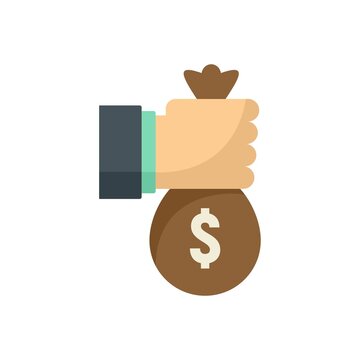 Money bag loan icon flat isolated vector
