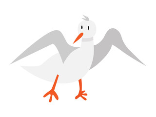 Funny character seabird seagull with outstretched wings