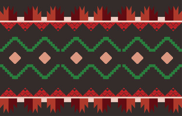 colorful Geometric oriental tribal ethnic pattern traditional background Design for carpet,wallpaper,clothing,wrapping,batik,fabric,Vector illustration embroidery style.