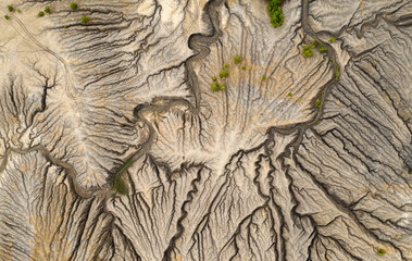 Aerial view of abandoned quarry.