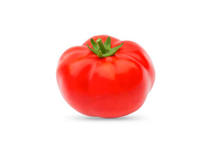 One red tomato on a white background, tomato isolate